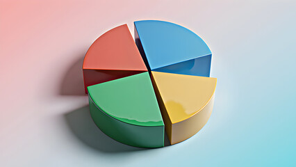 Fototapeta premium Vibrant pie chart illustrating market share, ideal for business presentations and reports