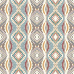 Abstract repeating pattern design with colorful shapes and lines creating a seamless background, patern seamless, royalty stock.