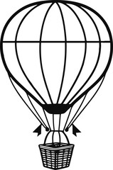 Obraz premium simple line art of hot air balloon with small basket, black stroke, white background, adventure travel style
