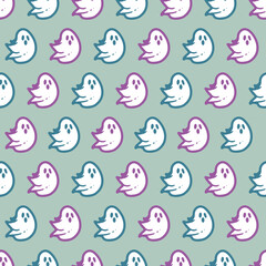 Friendly Adorable Flying White Ghost Pattern. Perfect for Halloween-themed projects, kid party supplies, October event decor, seasonal textiles, and spooky-cute designs.