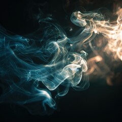 Obraz premium Abstract Smoke Art: Teal & Gold Swirls