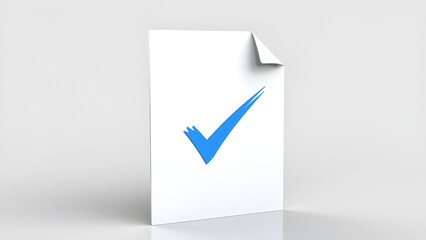 Approve document with blue checkmark for business compliance and project completion