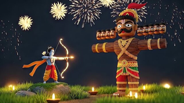 Lord Ram fighting Raavan in battlefield, Happy Dussehra 2025