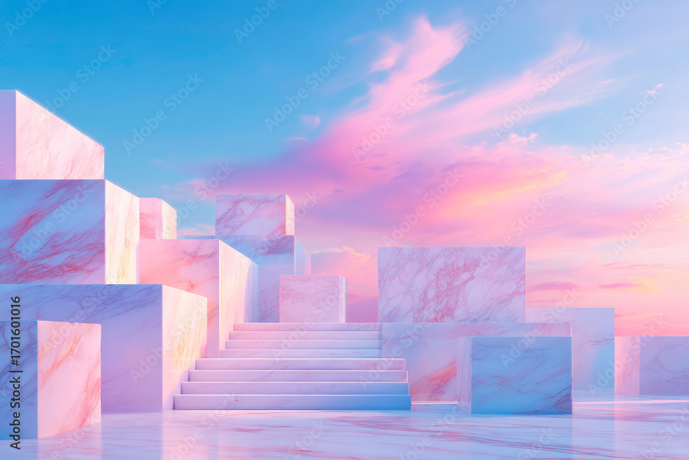 Poster a beautiful abstract image of geometric architecture