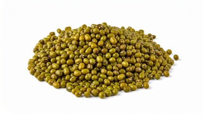 Freekeh kernels in a neat pile isolated on white background clean studio food packshot with copy space for recipe card nutrition and ecommerce listing