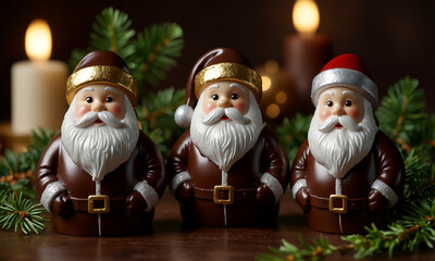 Christmas Food Illustration Chocolate Santa Claus Figures