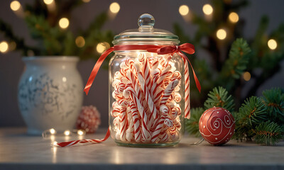 Christmas Food Illustration Red and White Candy Canes