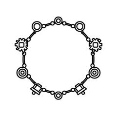 Steampunk circular frame design with gears, circles, and shapes for creative projects and decorations use