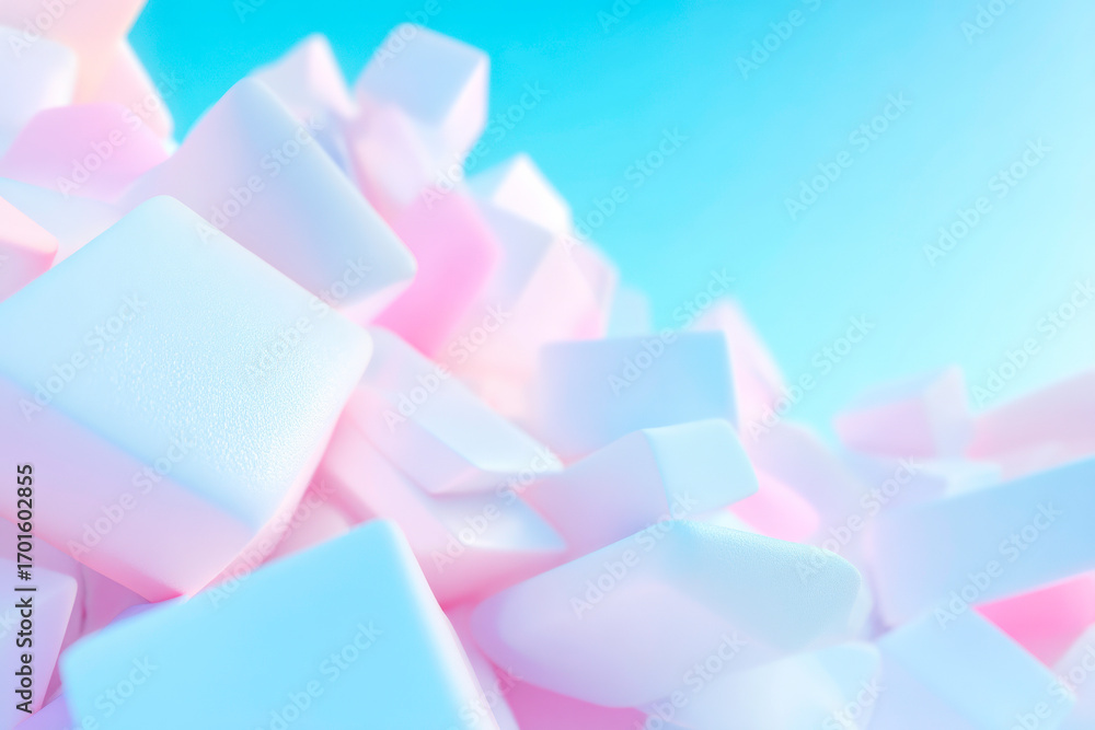 Poster a simple and sophisticated abstract geometric design with a beautiful blend of cyan and white shapes