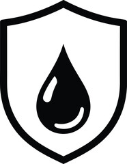 Waterproof shield icon symbol for protection and safety