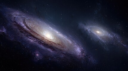 Obraz premium Two Spiral Galaxies In Dark Space