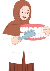 cute dentist explaining about oral care and hygine