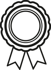 Simple black and white outline of a rosette award ribbon