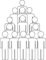 Hierarchical structure of people in a pyramid formation