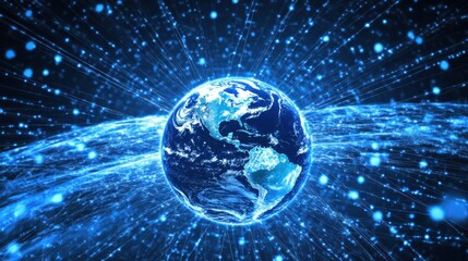 Obraz premium Glowing Earth in a Dark Space with Dynamic Light Effects