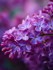 Vibrant Purple Lilac Blossoms Close-Up