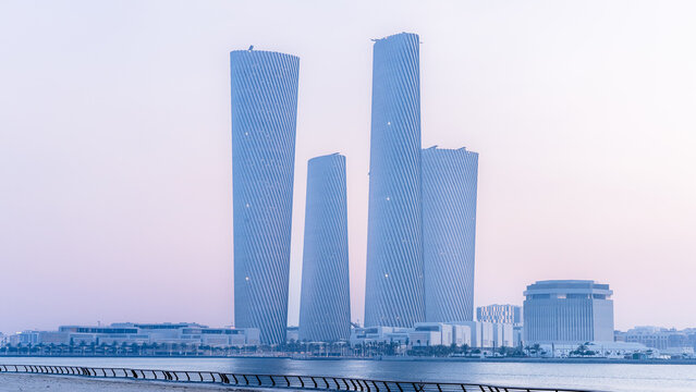 the newly developed lusail city with for al sadd tower in the background
