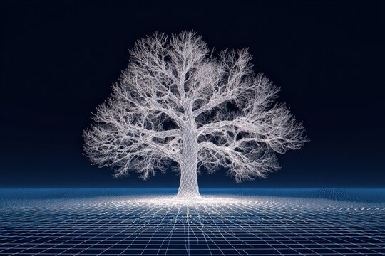 Digital representation of a large tree on a gridded plane