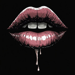 Black mouth, mouth, black and white mouth, teeth, tongue, lips, organs Generative AI