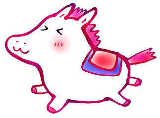 走る　ぽっちゃり馬