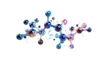 Scientific molecular structure model abstract chemistry biology network of atoms and bonds research medical science illustration isolated on white background