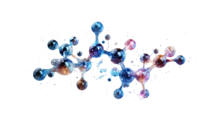 Scientific molecular structure model abstract chemistry biology network of atoms and bonds research medical science illustration isolated on white background