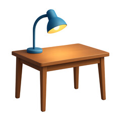 Modern 3D Study Table and Lamp Isolated on a Transparent Background