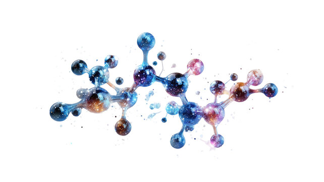 Scientific molecular structure model abstract chemistry biology network of atoms and bonds research medical science illustration isolated on white background