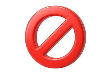 Red No Entry Symbol 3D Illustration Isolated on a Transparent Background