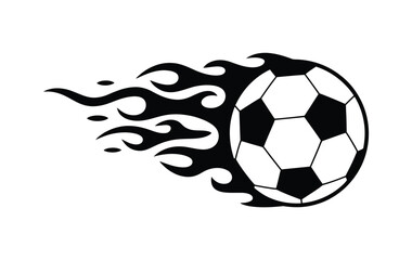 Obraz premium Flaming Football Vector – Soccer Ball Illustration, Fire Effect, Sports Icon, Energy and Speed Concept, Dynamic Graphic Design Element for Web, Print, Mobile Apps, and Digital Media