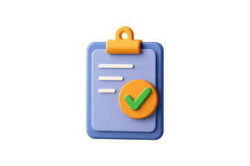 3D Approved Checklist Clipboard Isolated on a Transparent Background