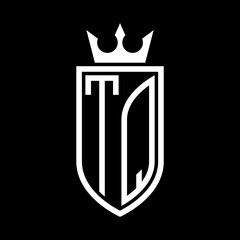 TQ Vector logo of initials shield with crown and minimalist, elegant style