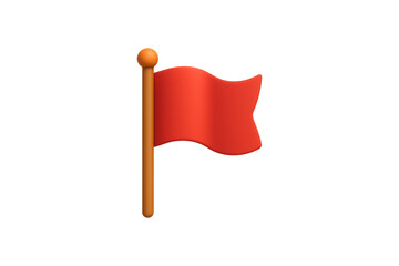 3D Red Warning Flag Isolated on a Transparent Background