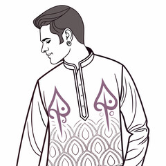 Illustration of a man in a kurta