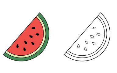 Watermelon fruit stock vector and watermelon fruit sketch lines that can be used for drawing books