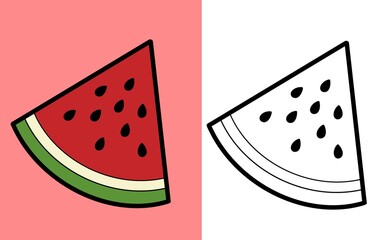 Watermelon fruit stock vector and watermelon fruit sketch lines that can be used for drawing books