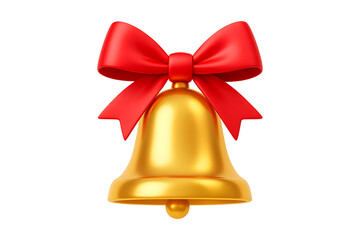 Festive Holiday Bell 3D Icon Isolated on a Transparent Background