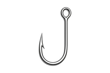 Silent 3D Fishing Hook with Sharp Point Isolated on a Transparent Background