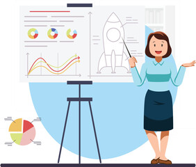 illustration of business people doing a presentation, Suitable for Diagrams, Infographics, Book Illustration, Game Asset, And Other Graphic Related Assets