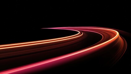 Abstract curved light trails on a black background