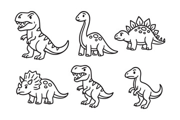 Adorable dinosaur illustrations for kids' books and educational materials - Cute cartoon dinosaur set for creative designs and imaginative projects