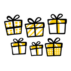 Collection of yellow and black hazard warning symbols and construction tool icons on a black background representing danger and safety