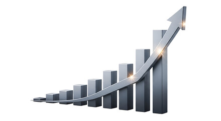 Business chart with an upward arrow for growth and success isolated PNG with Transparent Background