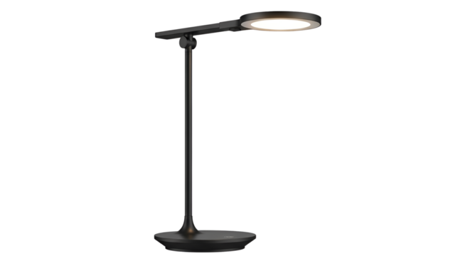 Modern black LED desk lamp isolated PNG with Transparent Background