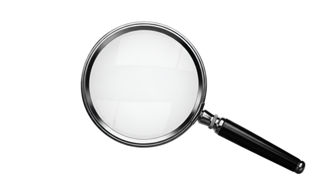 Magnifying glass examination tool isolated PNG with Transparent Background