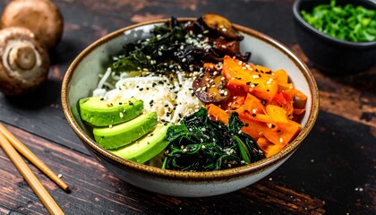 vegetarian rice noodels with vegetables AI generated