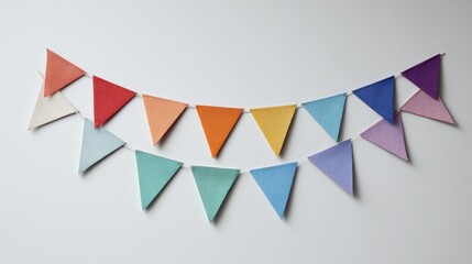 Fototapeta premium Colorful paper bunting decoration adds a festive touch to any space, perfect for parties and celebrations.