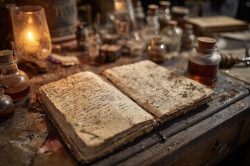 Aged book on a dusty table
