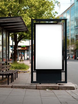 Blank Billboard Mockup at Bus Stop