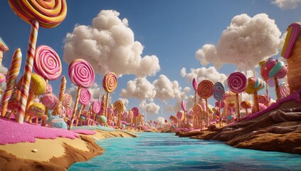 Colorful candy-themed landscape